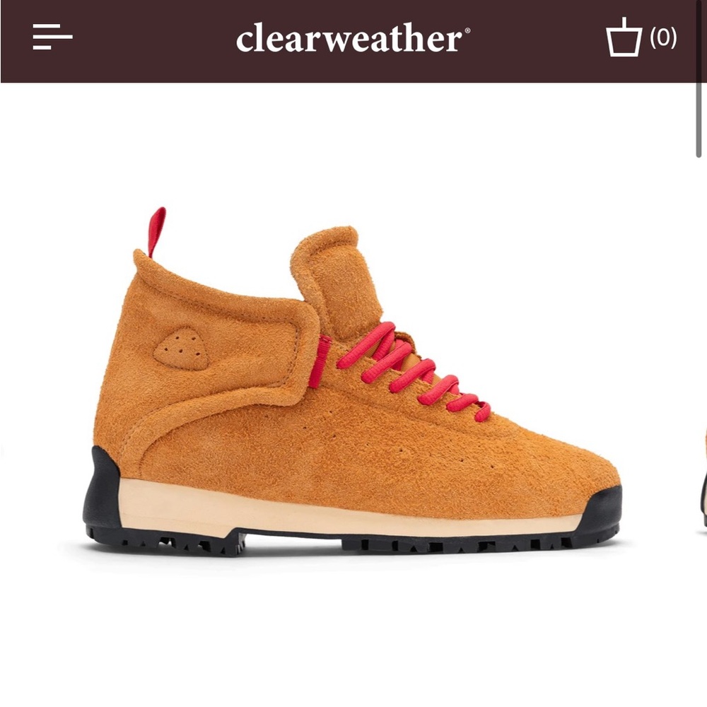 Tan and Red Outdoor Boots with Rugged Sole